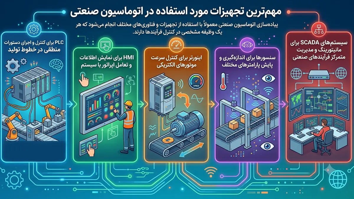 مهم‌ترین تجهیزات مورد استفاده در اتوماسیون صنعتی