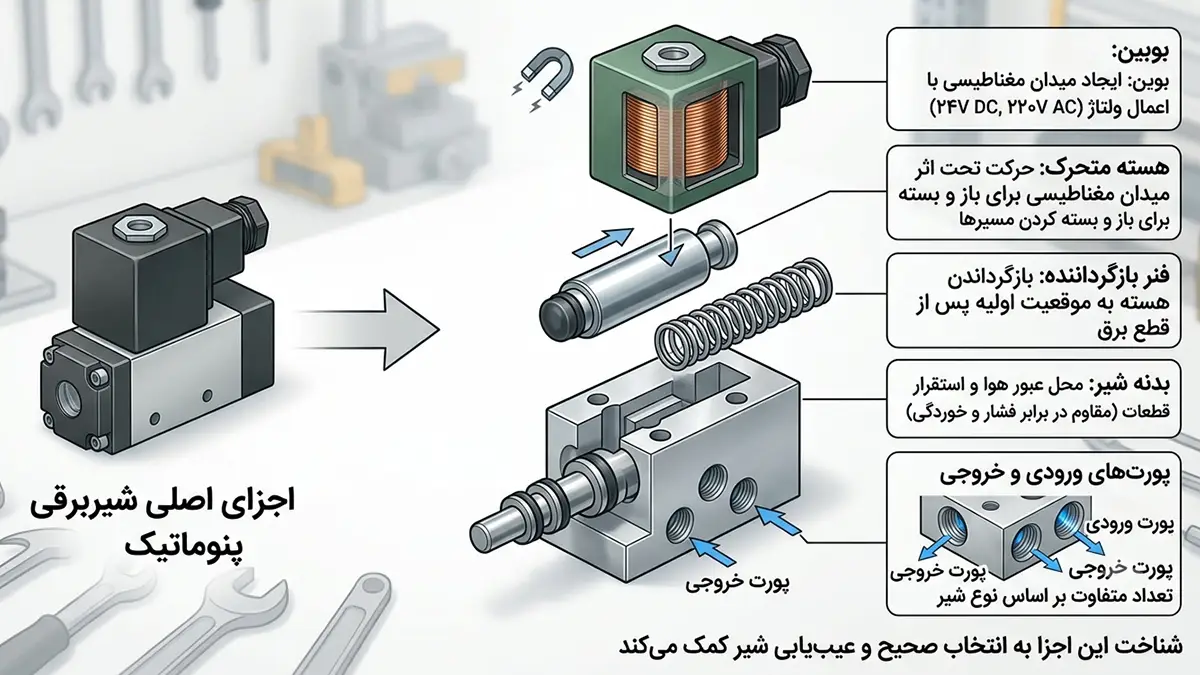 اجزای اصلی شیربرقی پنوماتیک