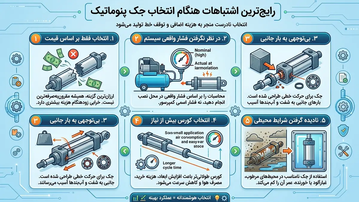 رایج‌ترین اشتباهات هنگام انتخاب جک پنوماتیک
