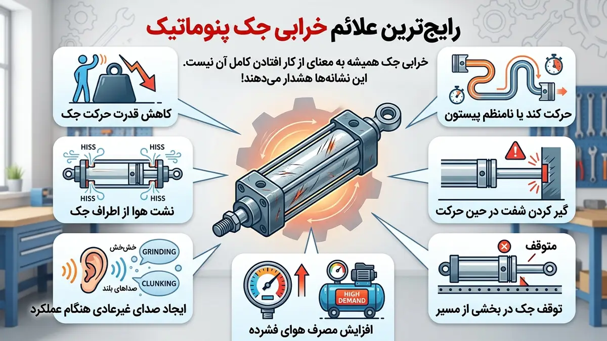 رایج‌ترین علائم خرابی جک پنوماتیک