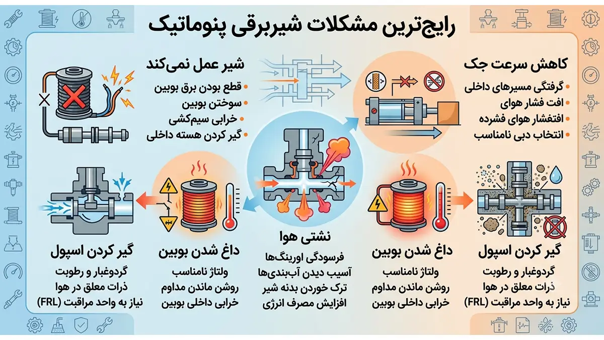 رایج‌ترین مشکلات شیربرقی پنوماتیک
