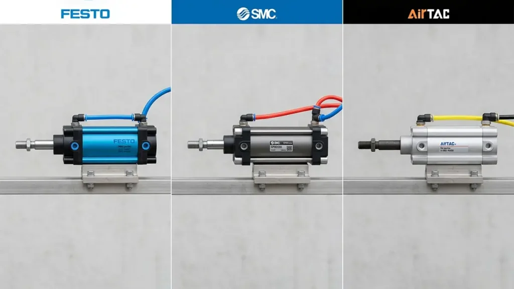مقایسه جک پنوماتیک Festo، Airtac و SMC؛ کدام برند انتخاب بهتری است؟