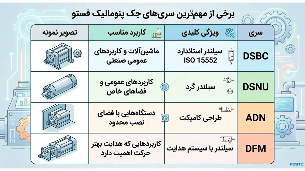 انواع جک پنوماتیک فستو کدام‌اند؟