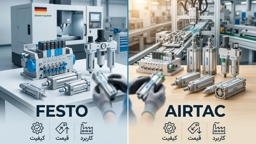 فستو یا Airtac؟ مقایسه کیفیت، قیمت و کاربرد محصولات پنوماتیک