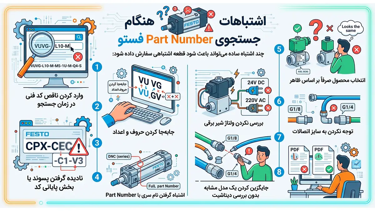 اشتباهات رایج هنگام جستجوی Part Number فستو